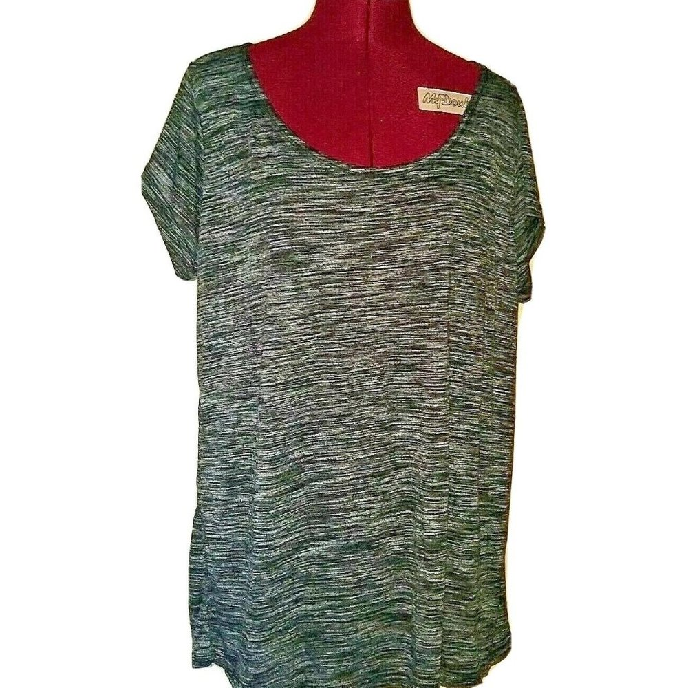Just Be Free Womens Top T Shirt Black Plus Size 1X Heathered Scoop Neck